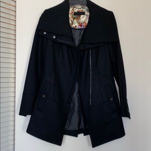 Steve Madden wool coat with knit cowl neck  collar